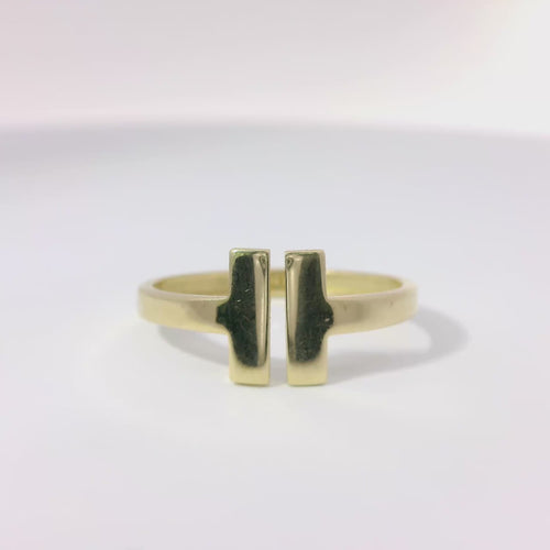 14KT Gold Ring Women's Light Weight Split Bar Band