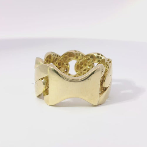14KT Gold Ring Men's Jumbo Plain Cuban Link Band