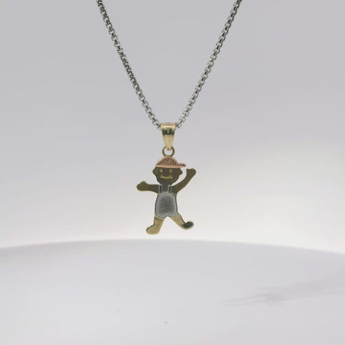 14KT Gold Charm Mini Tri Tone Boy with Plain Bell