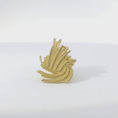14KT Gold Earrings Medium Feathered Spiral with Push Back Post and Butterfly Backs