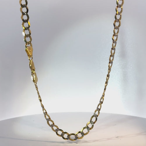 14KT Gold Chain Hollow Curb Pave 6mm