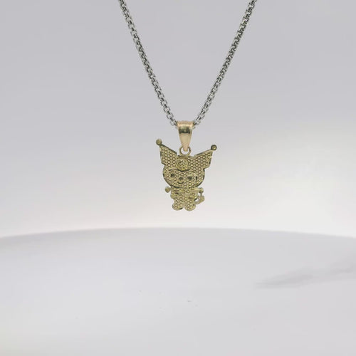 14KT Gold Charm Small Diamond Cut Kuromi with Plain Bell