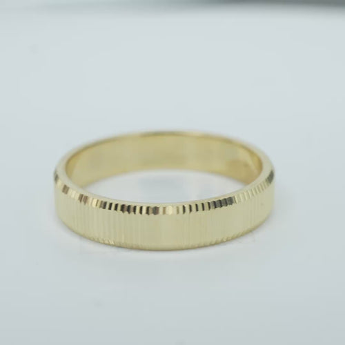 14KT Gold Ring Unisex Solid Currency Edge Band 5mm
