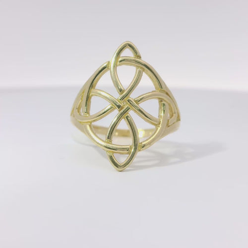 14KT Gold Ring Women's Celtic Knot with Open Split Band