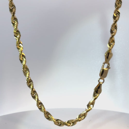 14KT Gold Chain Hollow Cashmere Diamond Cut Rope 4.5mm