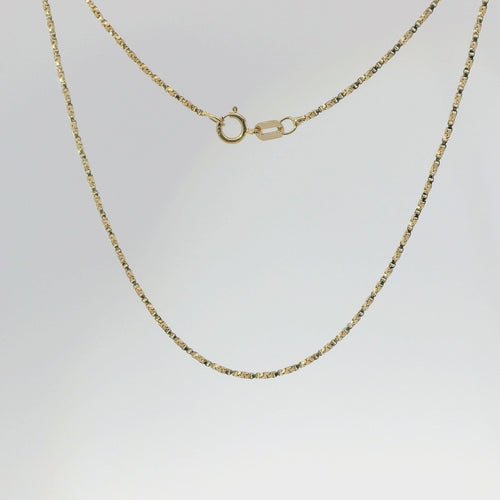 14KT Gold Solid Thin Chain Disco Box Link with Spring Lock Clasp 1mm