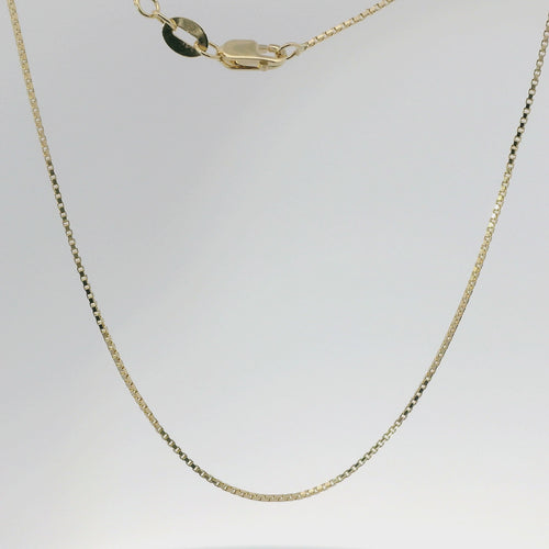 14KT Gold Solid Thin Chain Box Link with Spring Lock Clasp .8mm
