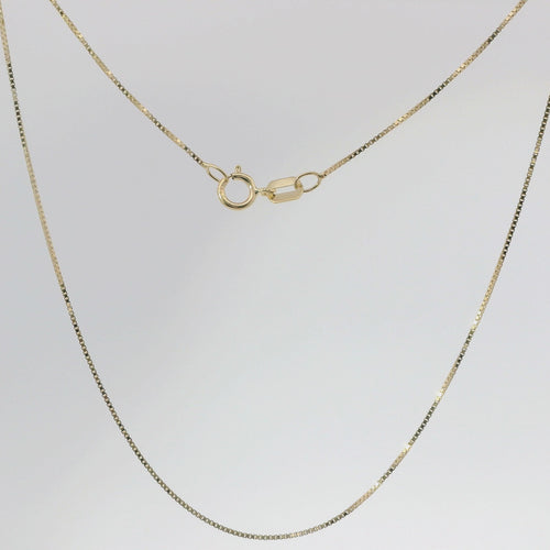 14KT Gold Solid Thin Chain Box Link with Spring Lock Clasp .5mm