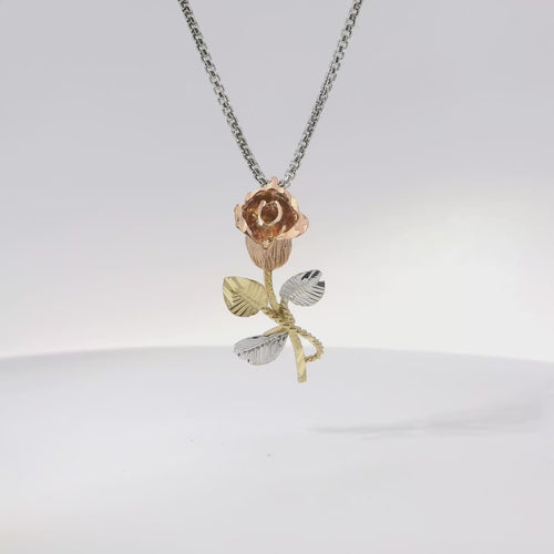 14KT Gold Charm Jumbo Tri Tone Tulip with Plain Bell