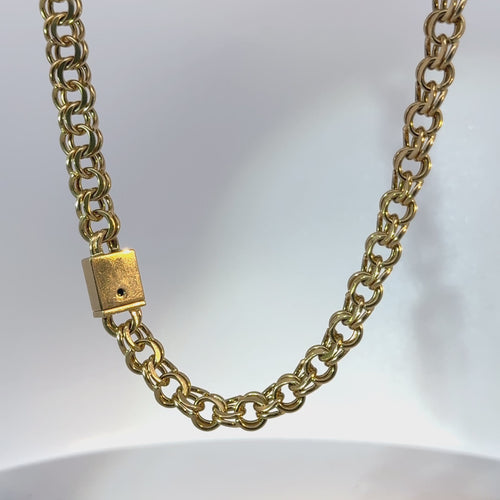 14KT Gold Chain Hollow Chino with Plain Box Clasp 7.5mm