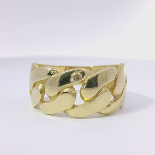 14KT Gold Ring Unisex Jumbo Plain Cuban Link Band