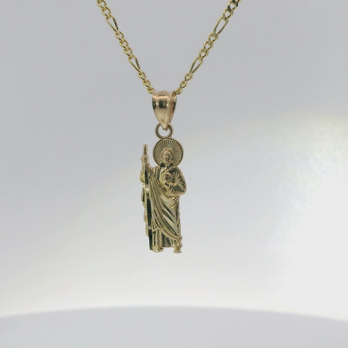 14KT Gold Charm Extra Small Sunray Right Facing St. Jude with Plain Bell