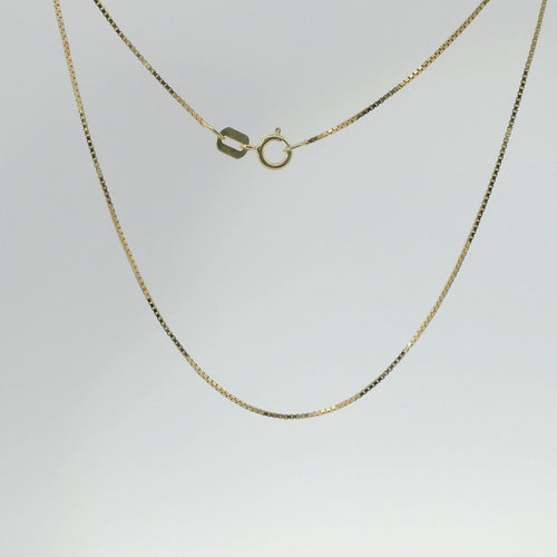 14KT Gold Solid Thin Chain Box Link with Spring Lock Clasp .7mm