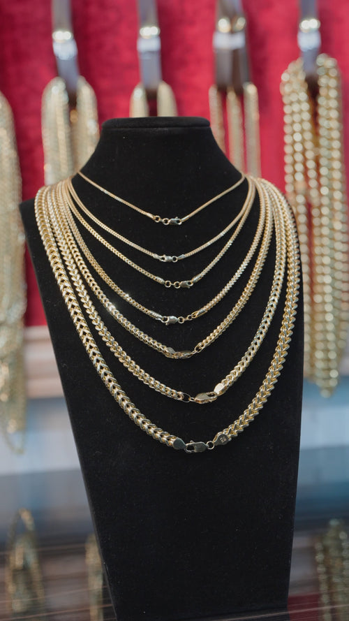14KT Gold Chain Hollow Box Franco 1.5mm
