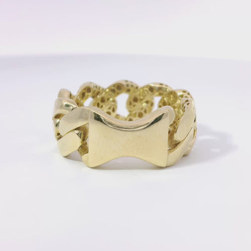 14KT Gold Ring Unisex Plain Miami Cuban Link Band