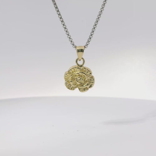 14KT Gold Charm Mini Rose with Plain Bell