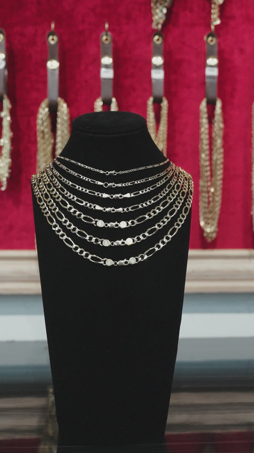 14KT Gold Chain Solid Figaro Plain 1.5mm