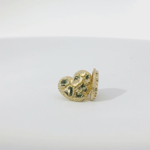 14KT Gold Earrings Extra Small Nugget Heart Shape with Push Back Post and Butterfly Backs