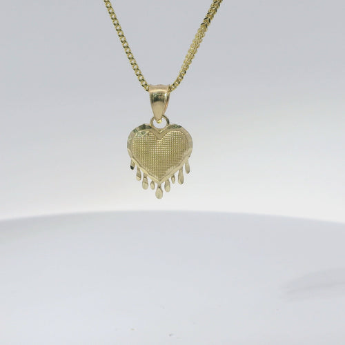 14KT Gold Charm Small Melting Heart with Plain Bell