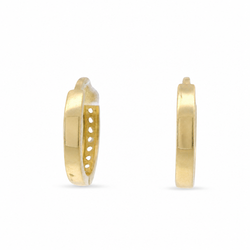 14KT Gold Earring Medium Two Tone White CZ Stones Single Row with Plain White Gold Border Huggie