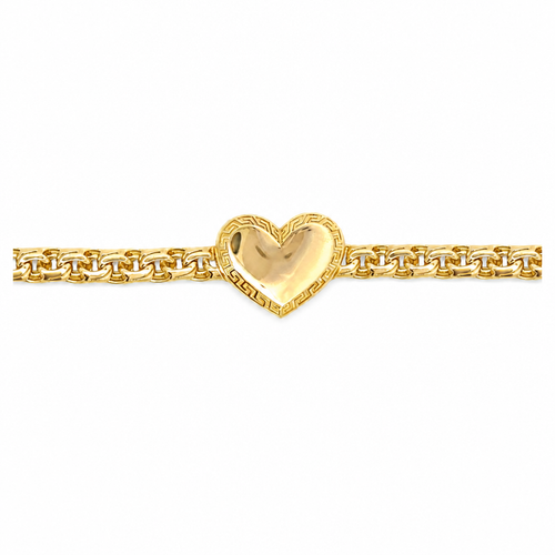 14KT Gold Chain Hollow Greek Chino Heart with Plain Clasp 5mm