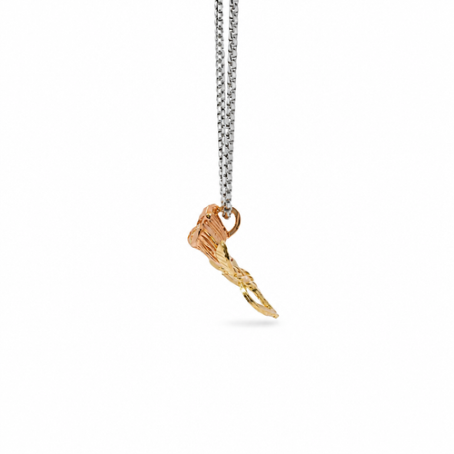 14KT Gold Charm Mini Two Tone Tulip with Plain Bell