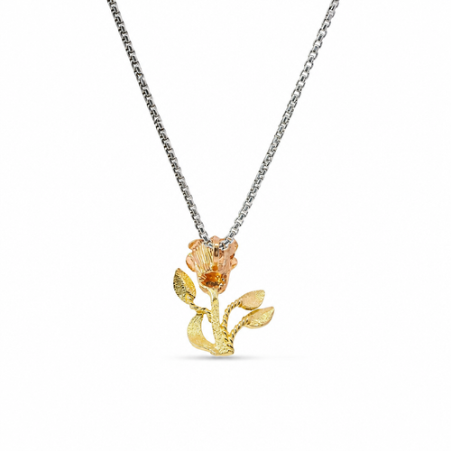 14KT Gold Charm Mini Two Tone Tulip with Plain Bell