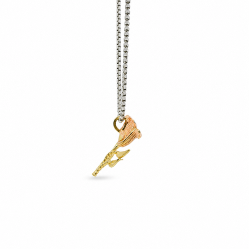 14KT Gold Charm Mini Two Tone Tulip with Plain Bell