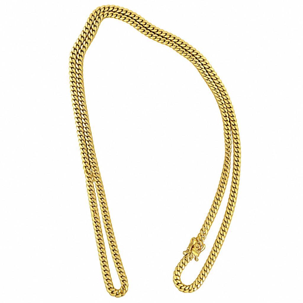 14KT Gold Chain Solid Cuban Link with Plain Clasp 2mm