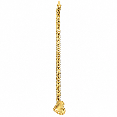 14KT Gold Bracelet Hollow Greek Chino Heart 6mm