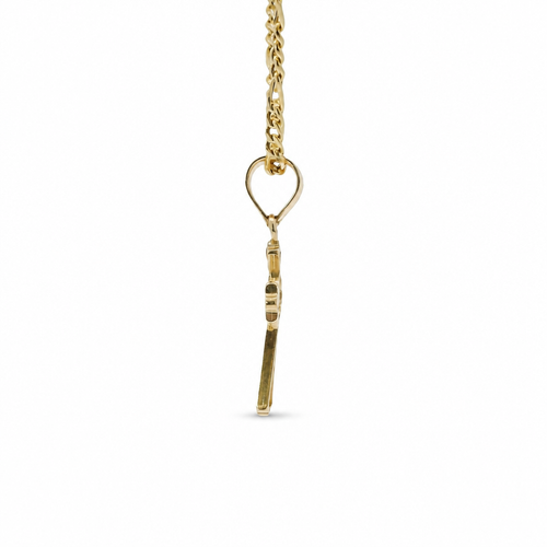 14KT Gold Charm Extra Small Daisy Center Cross with Flared Ends and Plain Band