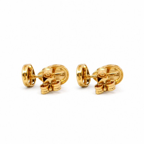 14KT Gold Earrings Small Sunray Tear Drop with Dotted Border, Push Back Post and Butterfly Backs
