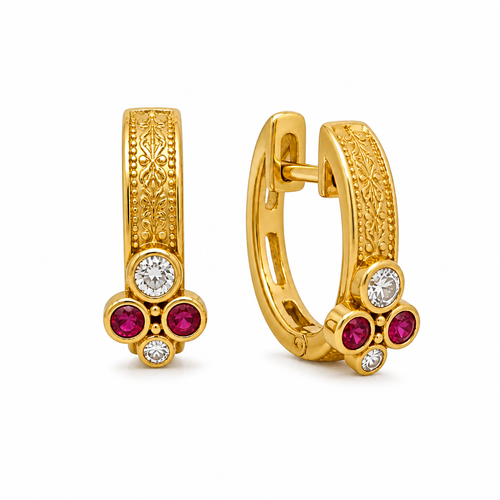14KT Gold Earrings Small Sunray Tear Drop with Dotted Border, Push Back Post and Butterfly Backs