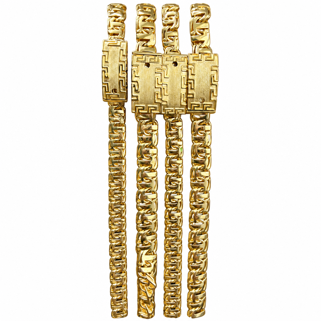 14KT Gold Chain Hollow T Bar Greek Chino Link with Greek Pin Lock 6mm