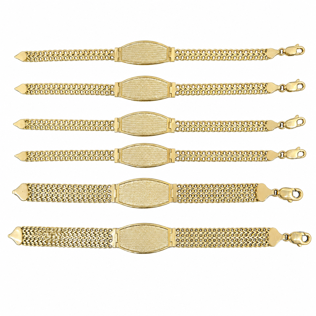 14KT Gold Bracelet Hollow Petetillo Plain Name Plate 7mm