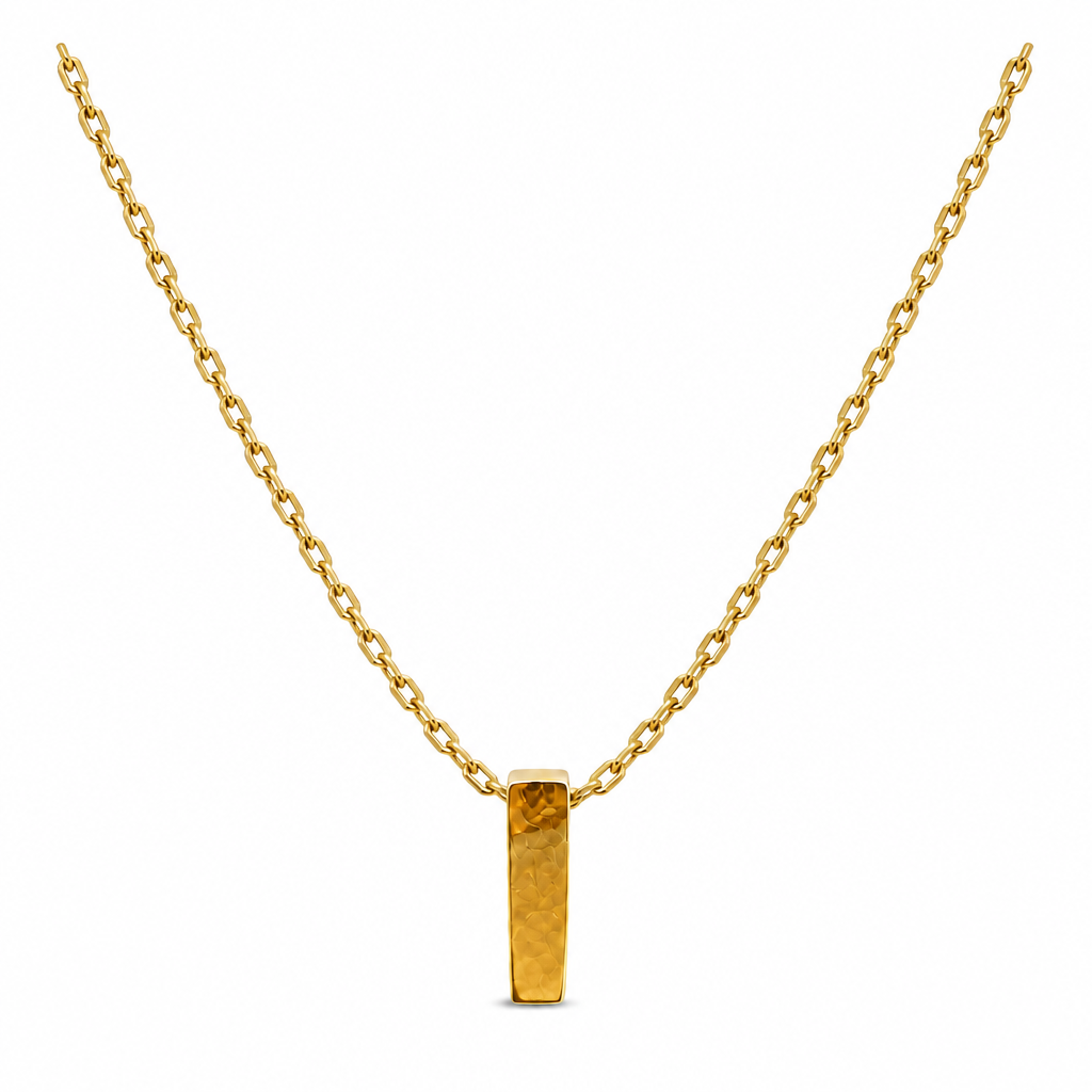14KT Gold Solid Set Thin Chain Cable Link with Spring Lock Clasp and Single Block Font Uppercase Initial "I"