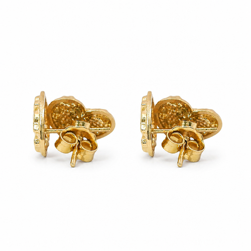 14KT Gold Earrings Extra Small Nugget Heart Shape with Push Back Post and Butterfly Backs