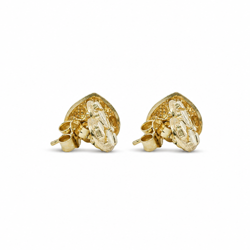 14KT Gold Earrings Extra Small Nugget Heart Shape with Push Back Post and Butterfly Backs