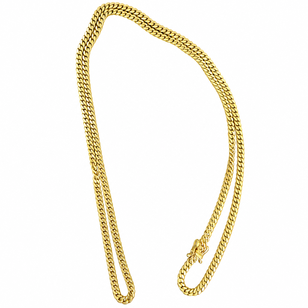 14KT Gold Chain Solid Cuban Link with Plain Clasp 7mm