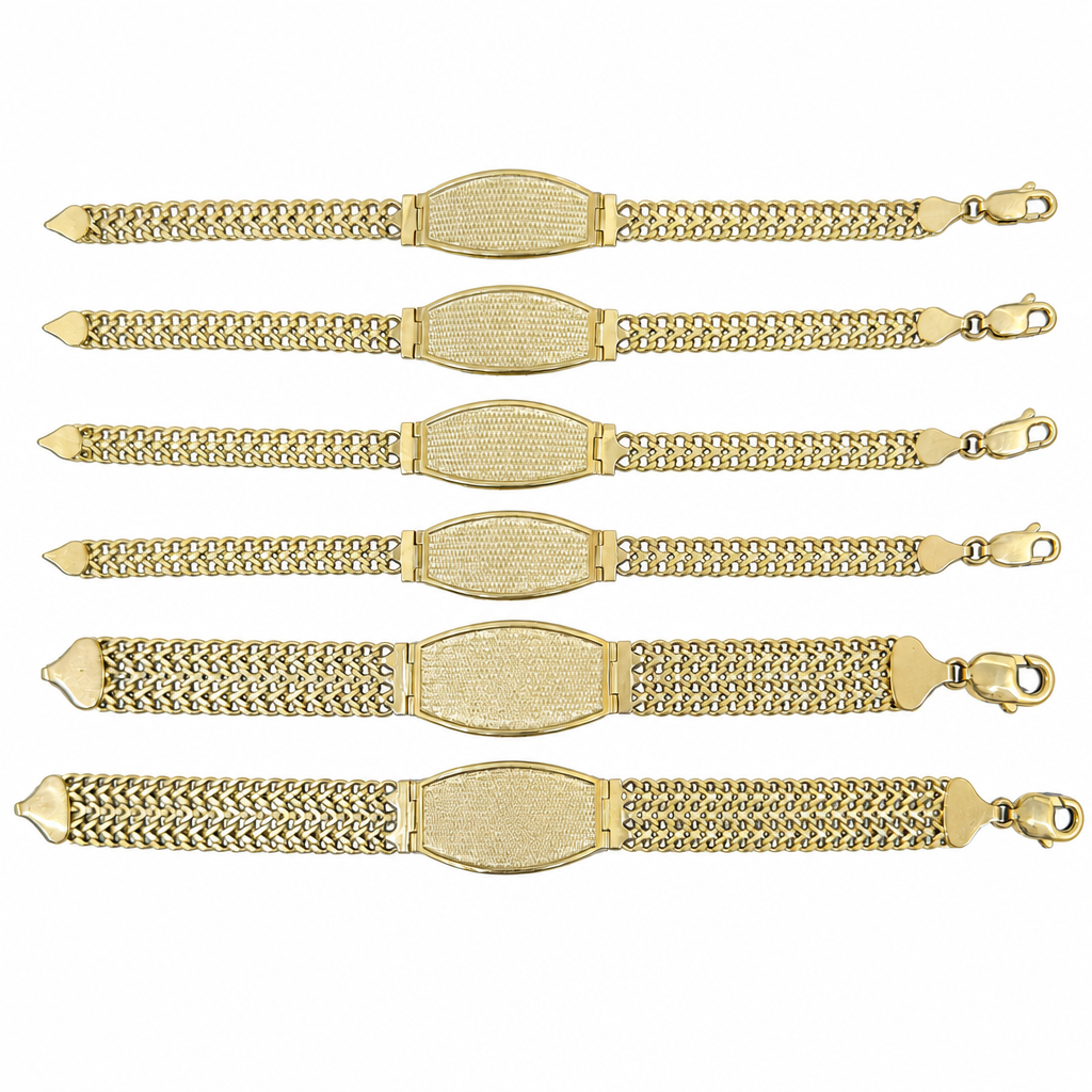 14KT Gold Bracelet Hollow Petetillo Plain Name Plate 4mm