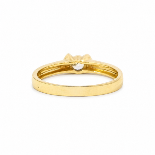 14KT Gold Ring Women's Half Halo White CZ Stone Solitaire Plain Band