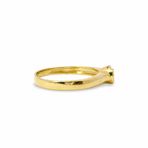 14KT Gold Ring Women's Half Halo White CZ Stone Solitaire Plain Band