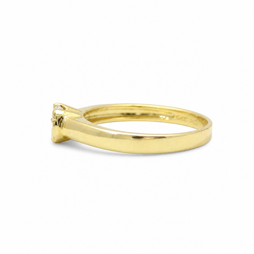 14KT Gold Ring Women's Half Halo White CZ Stone Solitaire Plain Band