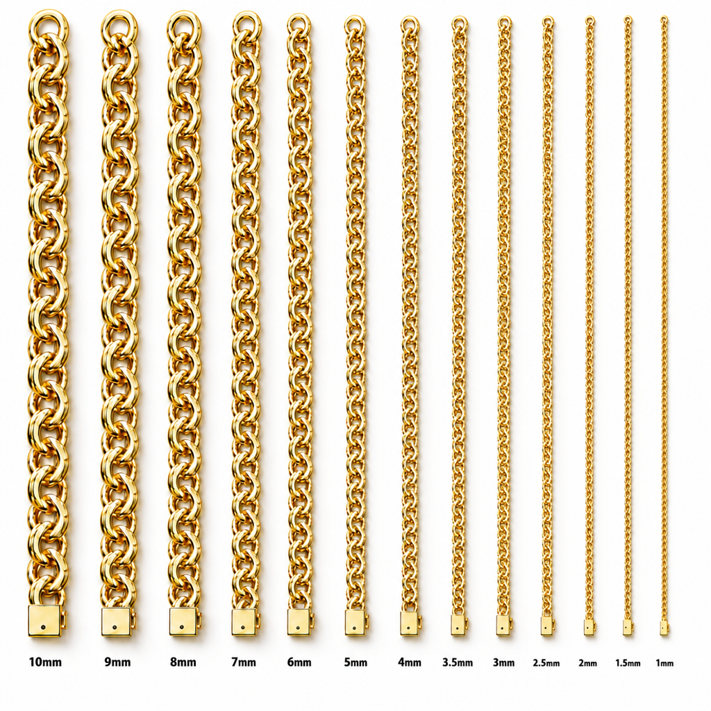 14KT Gold Chain Solid Chino with Plain Box Clasp 7.5mm