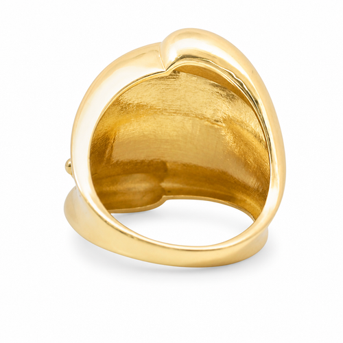 14KT Gold Ring Women's Cutout Leaf Branch Plain Wide Center Band