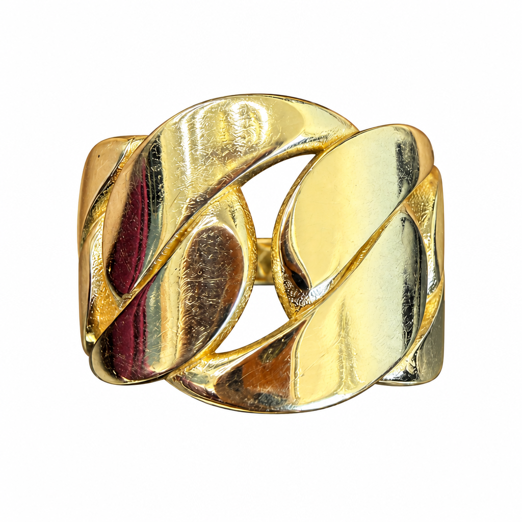 14KT Gold Ring Unisex Jumbo Plain Cuban Link Comfort Fit Band
