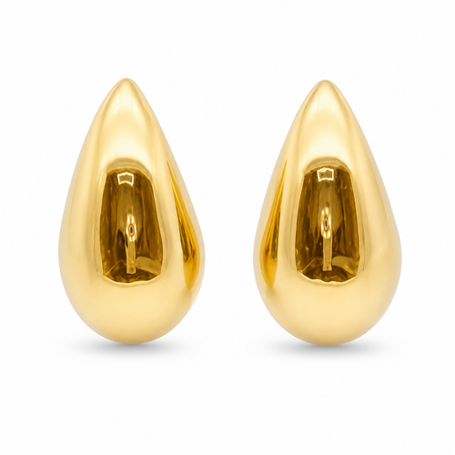 14KT Gold Earrings Extra Large Plain Puff Tear Drop with Push Back Post and Butterfly Backs