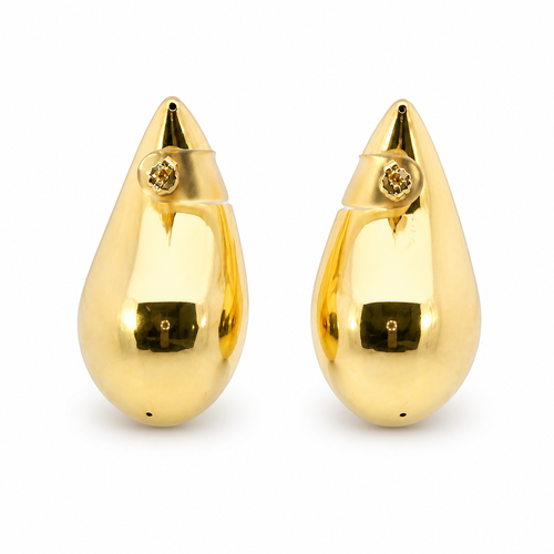 14KT Gold Earrings Extra Large Plain Puff Tear Drop with Push Back Post and Butterfly Backs