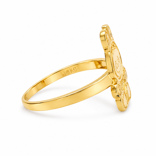 14KT Gold Ring Women's Small Flat Labubu with Plain Band