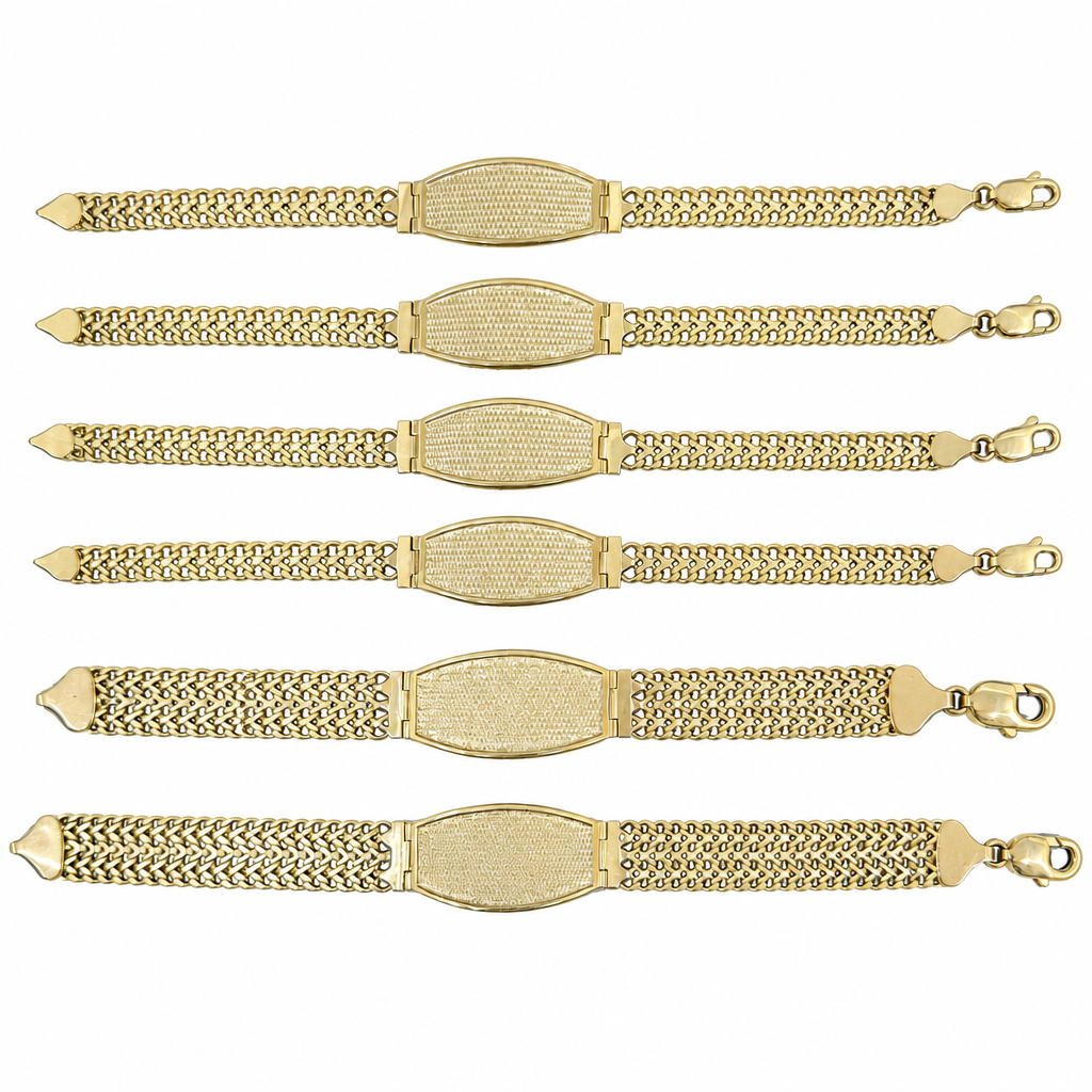 14KT Gold Bracelet Hollow Petetillo Plain Name Plate 3mm